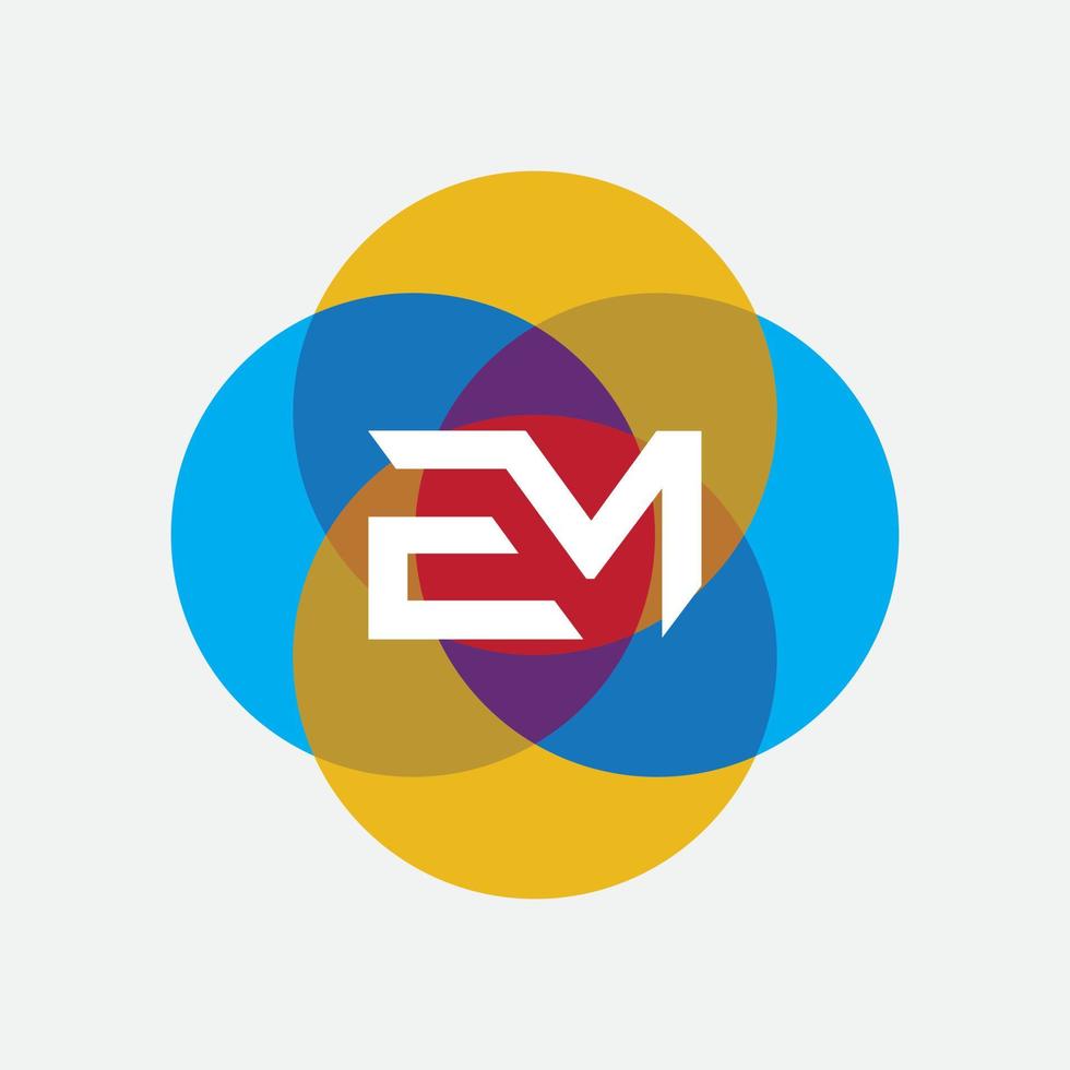 em, elemento de marca gráfico vectorial de plantilla de diseño de logotipo para mí. vector