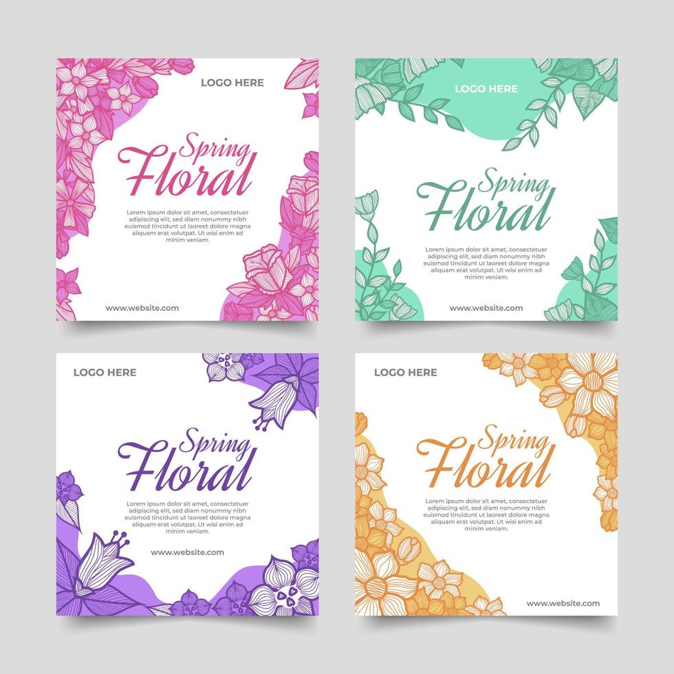 Floral Social Media Template Colection vector