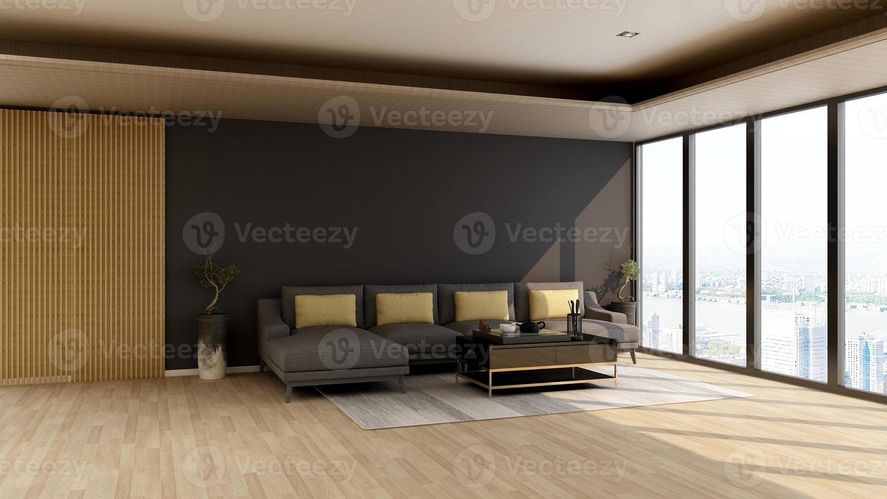 3d render executive lounge wall mockup design photo
