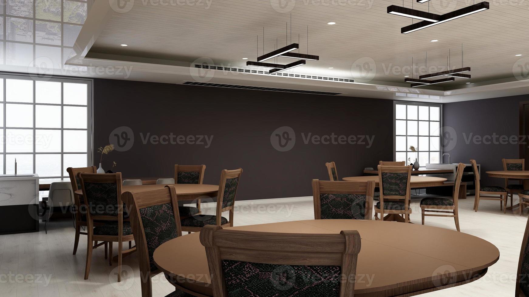 3d render cafe bar or coffee shop with the blank wall for logo mockup photo