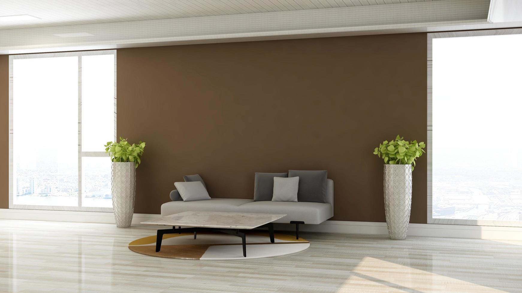 3d render executive lounge wall mockup design photo