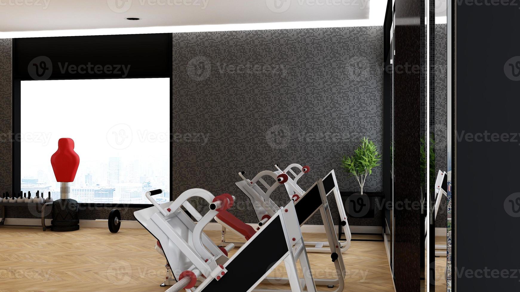 3d render modern gym interior design wall mockup photo