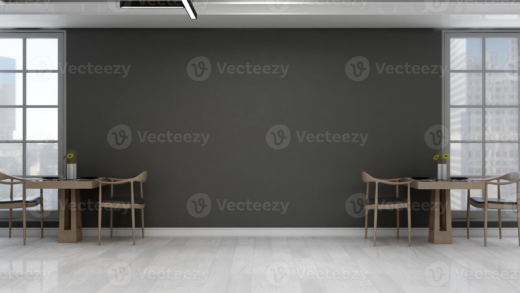 3d render cafe bar or coffee shop with the blank wall for logo mockup photo