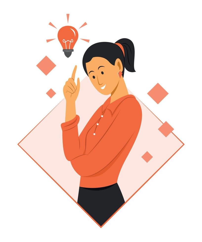 Woman Thinking Good Idea. vector