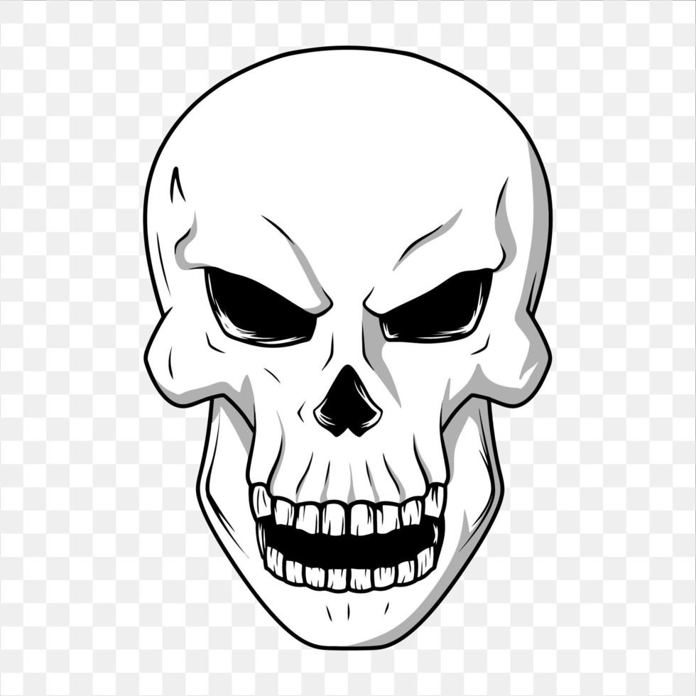 Skull Vector Illustration. Horror Cartoon. Halloween Element