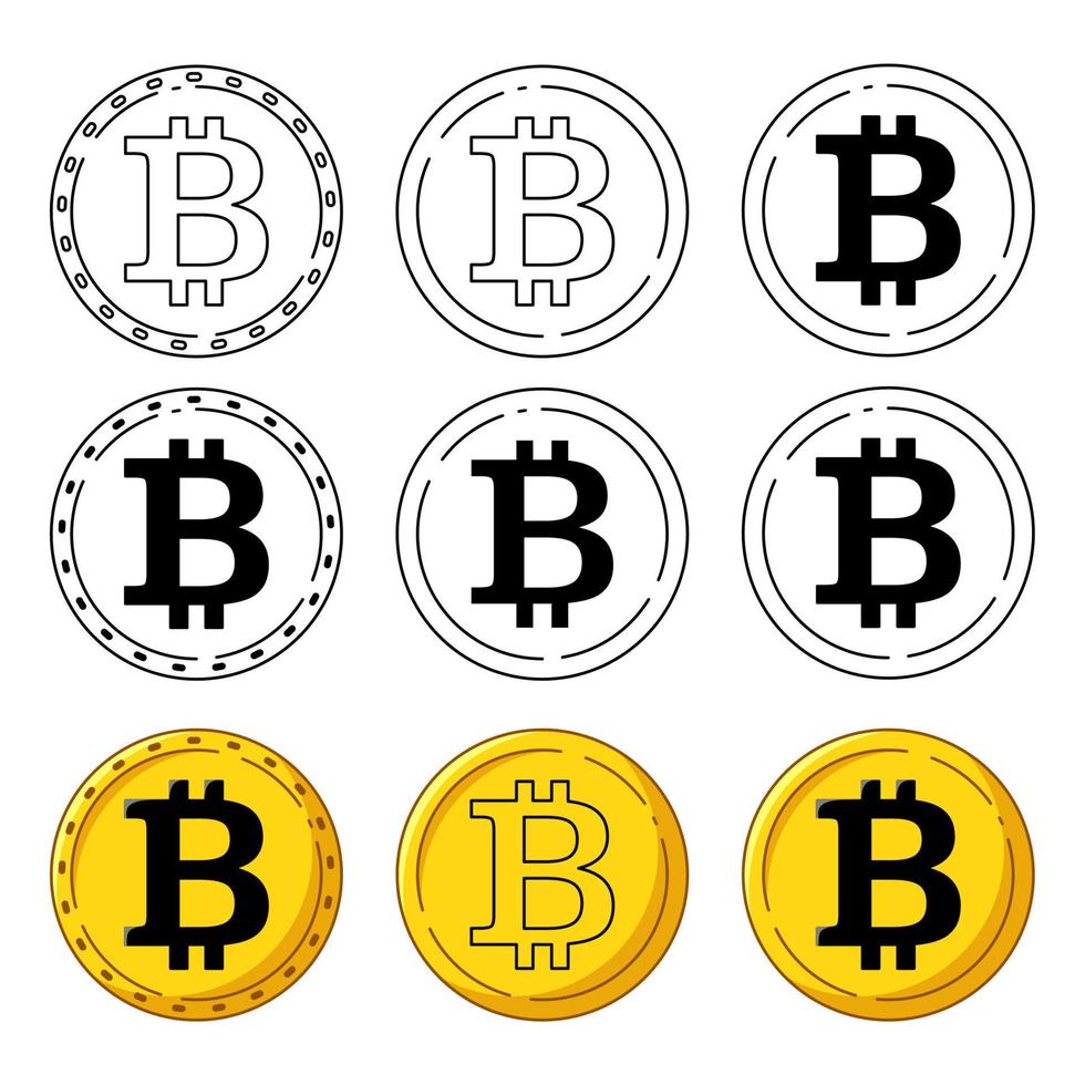 Set of Bitcoin Icons. Cryto Currency Symbols. Digital Business Vector