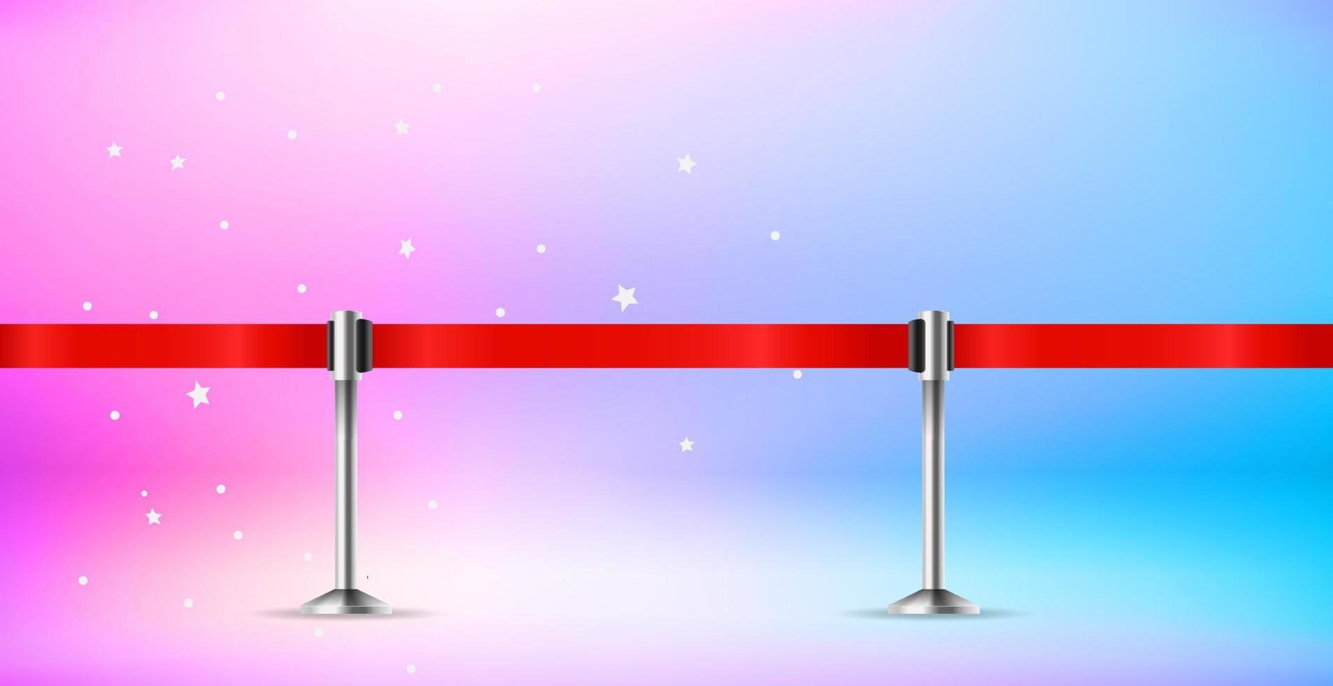 Cinema queue barrier, 3d vector landscape orientation banner with copy space