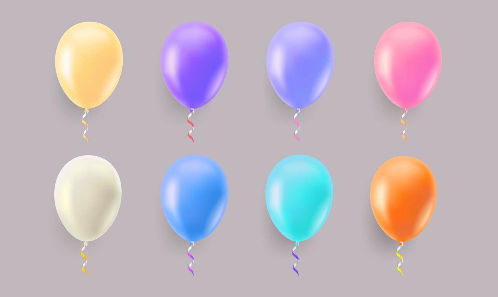 globos de aire de color conjunto aislado sobre fondo gris. ilustración vectorial 3d vector