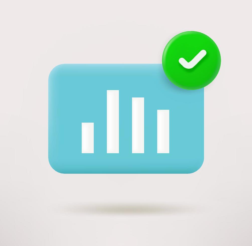 Rating  icon with checkmark. 3d vector icon