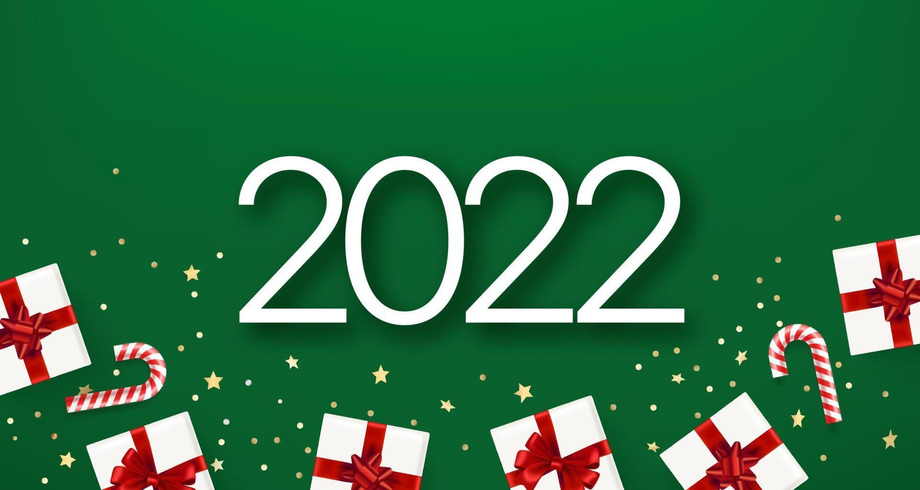 feliz año nuevo 2022 tarjeta. Ilustración de endecha plana de vector 3d