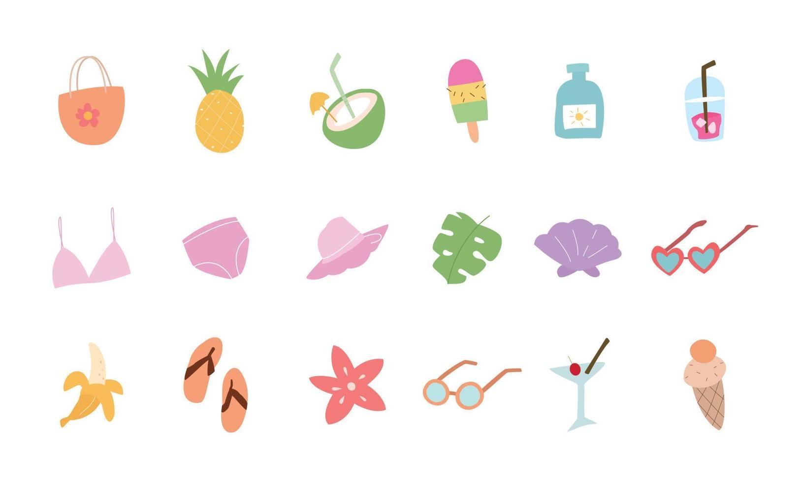 Set of sticker elements of various holiday stuff vector
