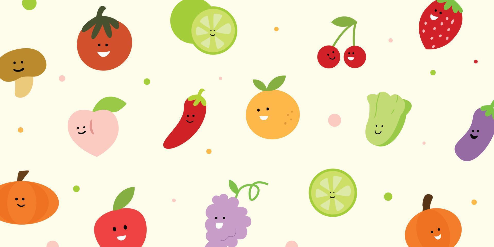 el patrón abstracto de ilustraciones de frutas y verduras vector