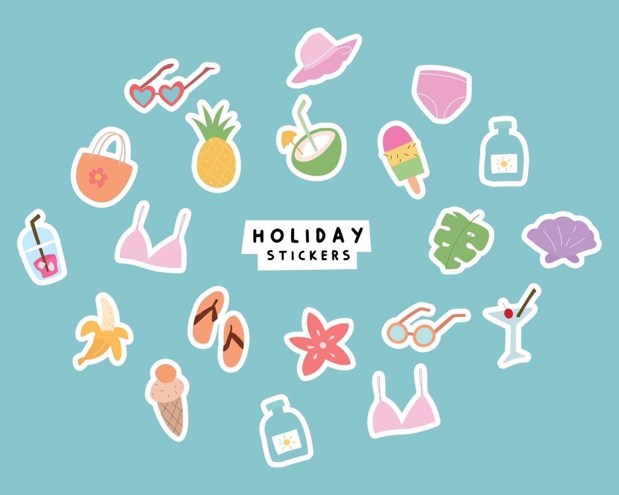 Set of sticker elements of various holiday stuff vector