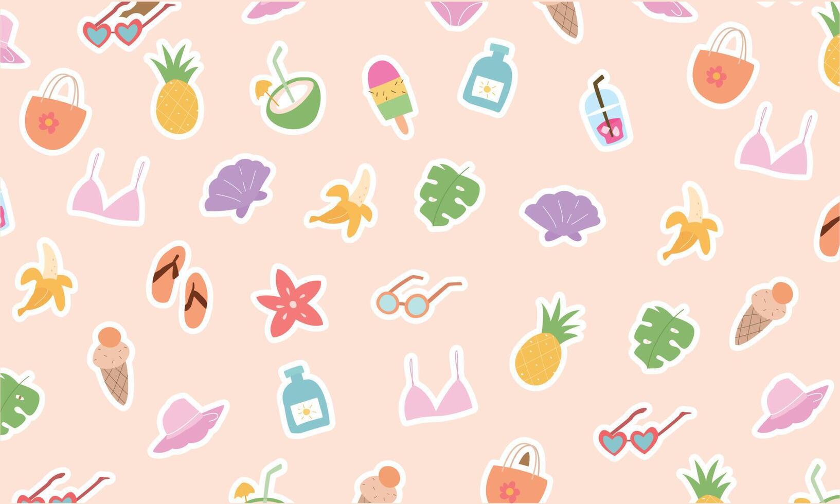 Holiday sticker illustrations arranged for cute background pattern vector