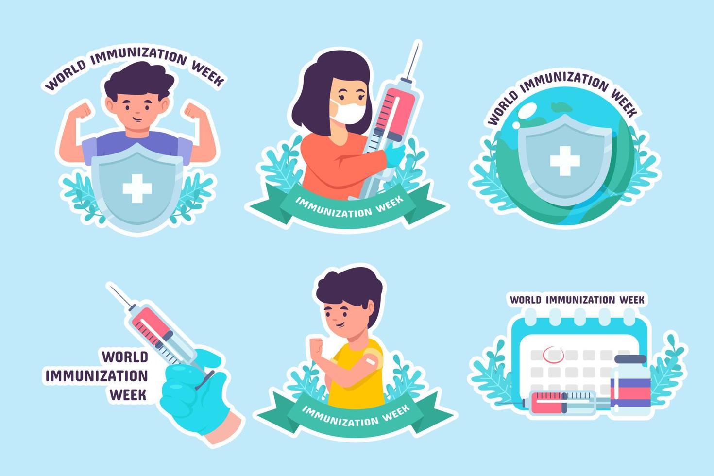 World Immunization Week Stickers vector