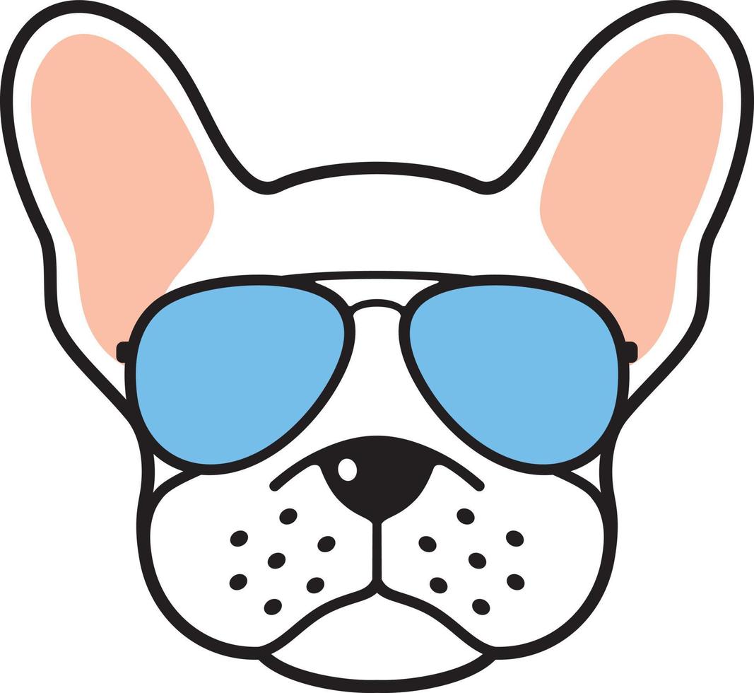 bulldog francés con gafas de sol de aviador ilustración vectorial vector