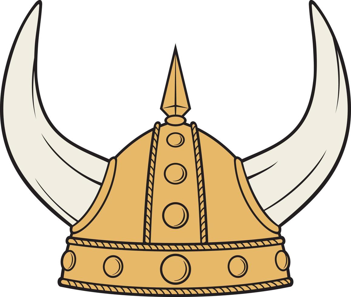 Ilustración de vector de color de casco vikingo