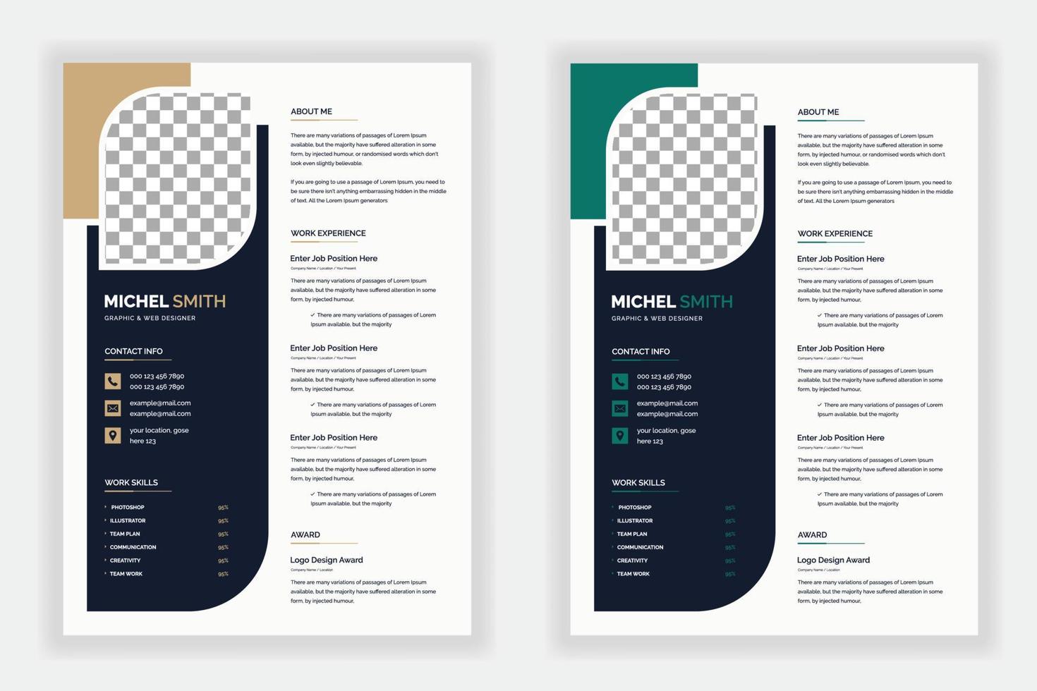 cv profesional o diseño de plantilla de currículum para una persona creativa vector