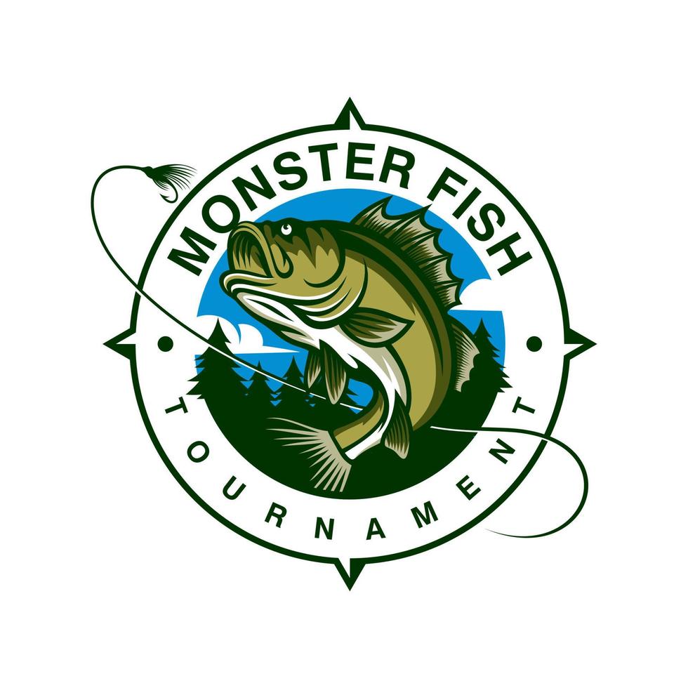 Ilustración de plantilla de diseño de logotipo de pesca vector