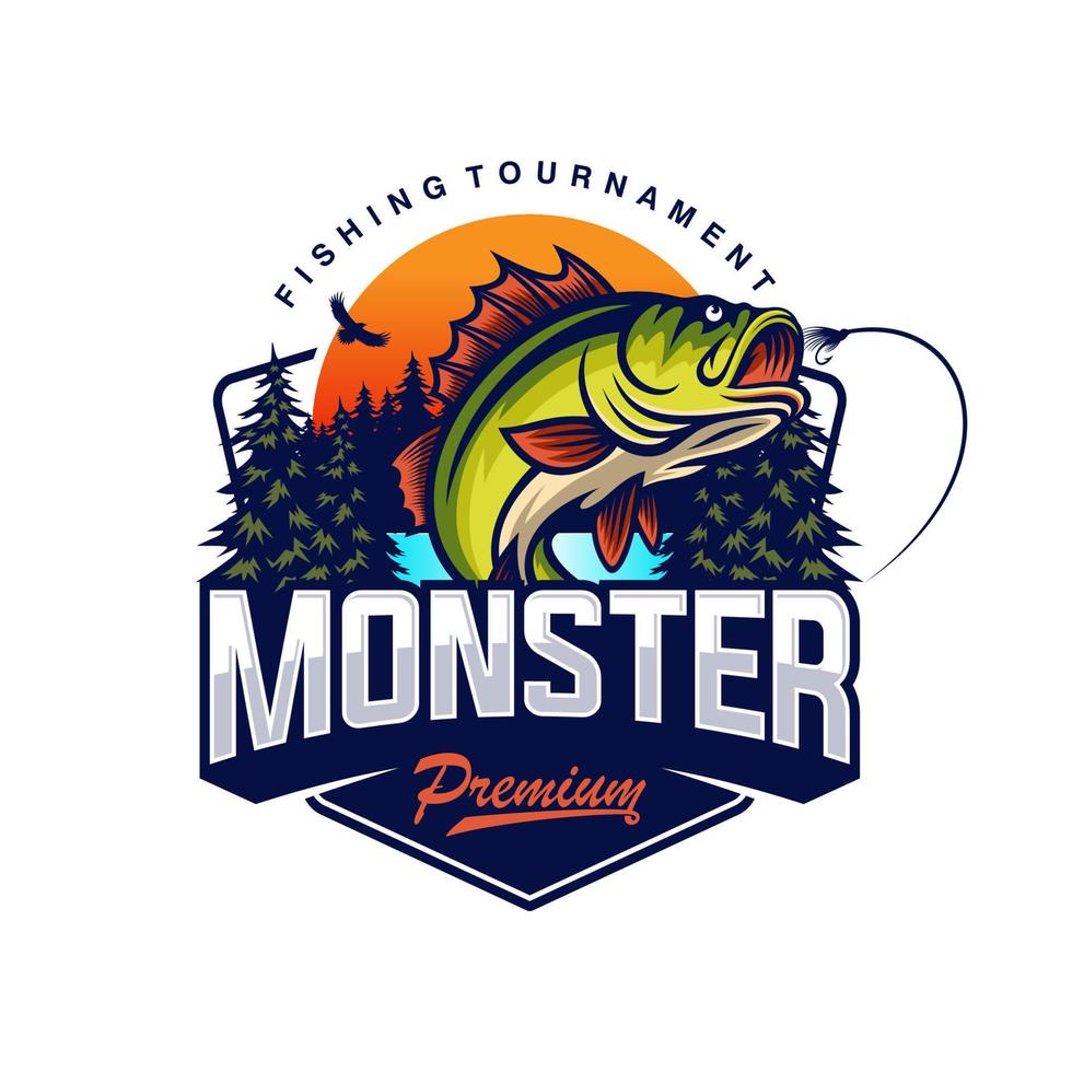 Ilustración de plantilla de diseño de logotipo de pesca vector