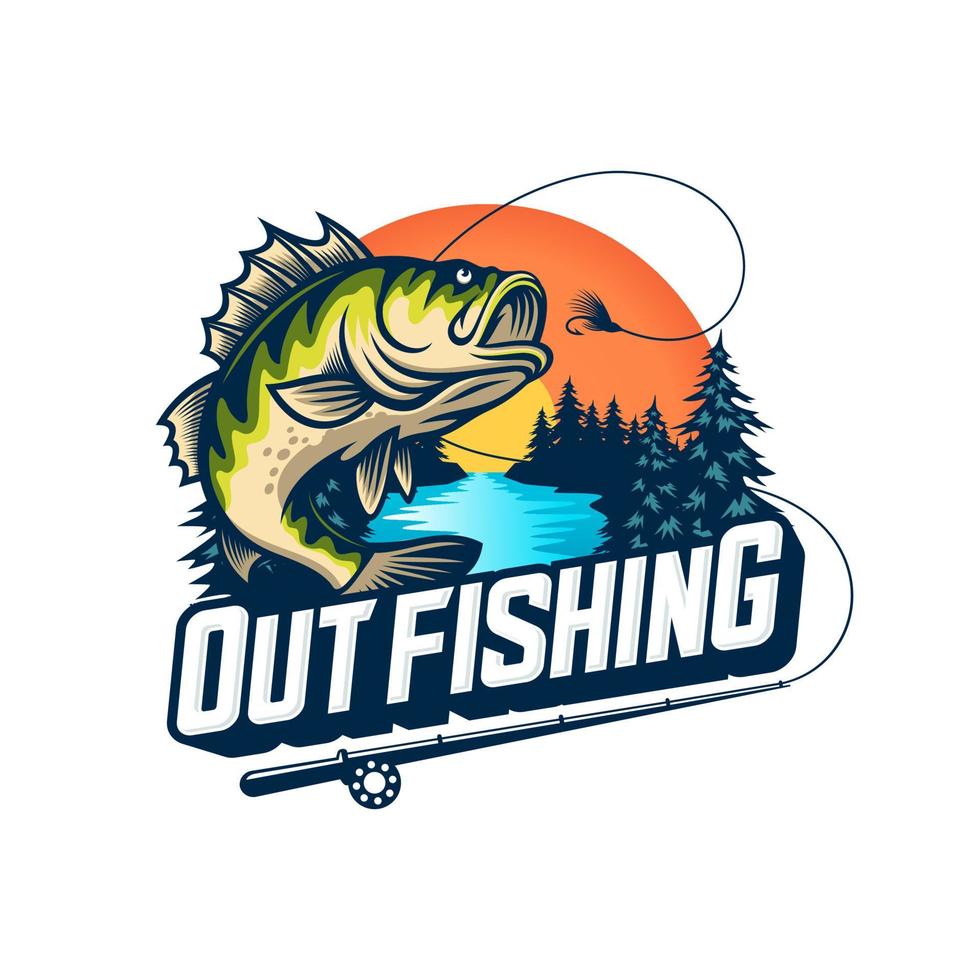 Ilustración de plantilla de diseño de logotipo de pesca vector