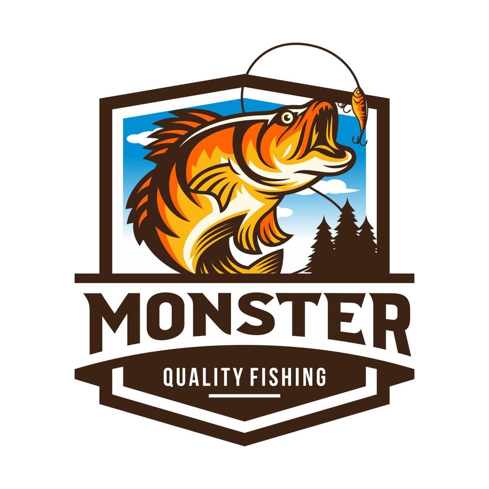Sport fishing logo design template illustration vector