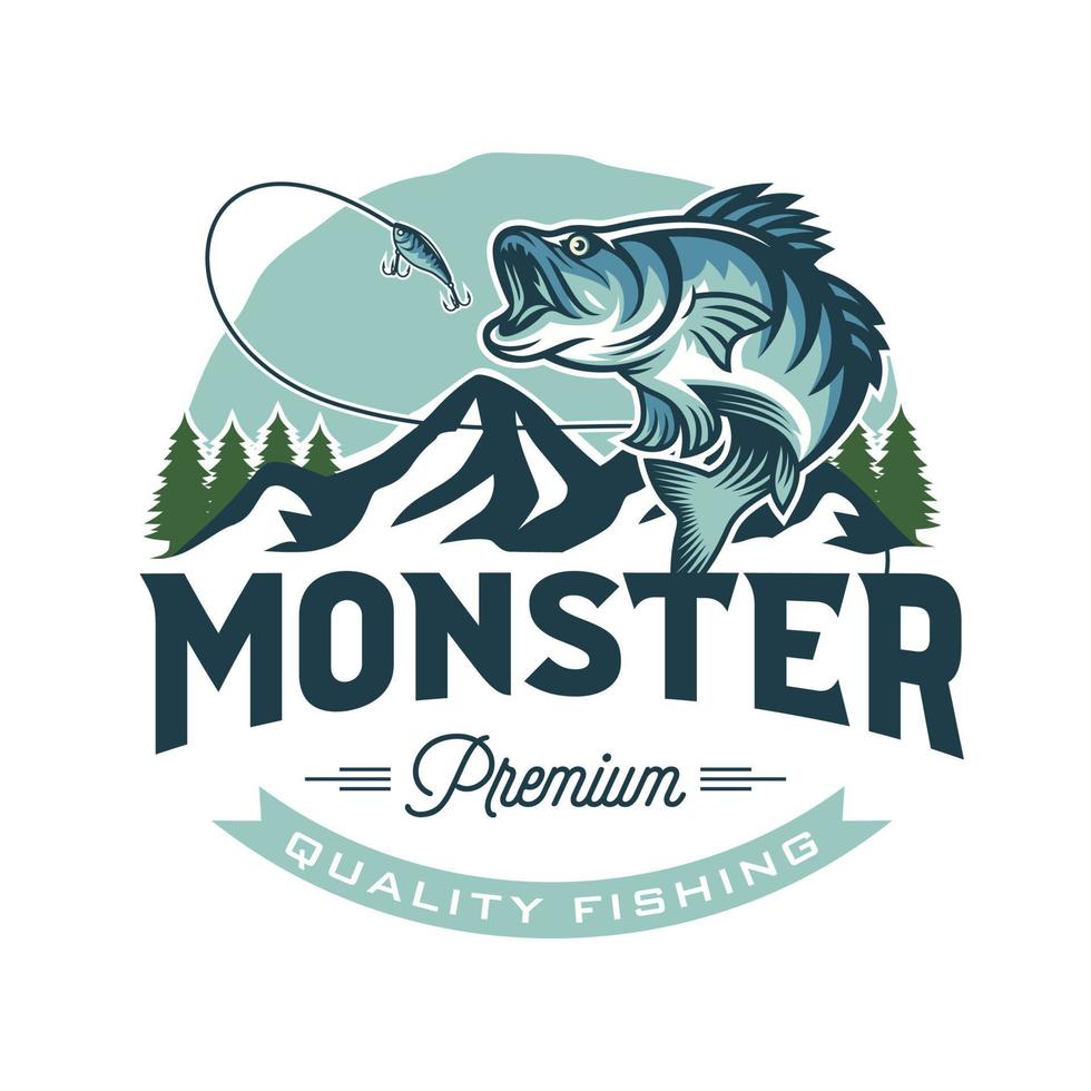 Premium Vector  Monster fishing logo