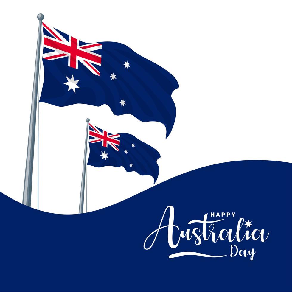 Vector illustration, Australian flag on a white background, as a banner or poster, Happy Australia Day.