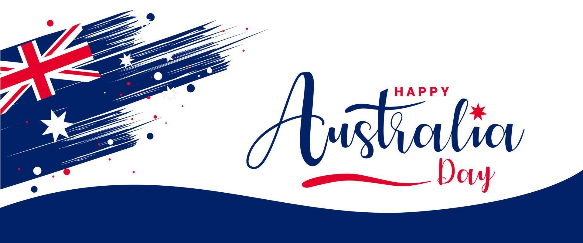 Banner design for happy Australia day, on abstract flag background. vector