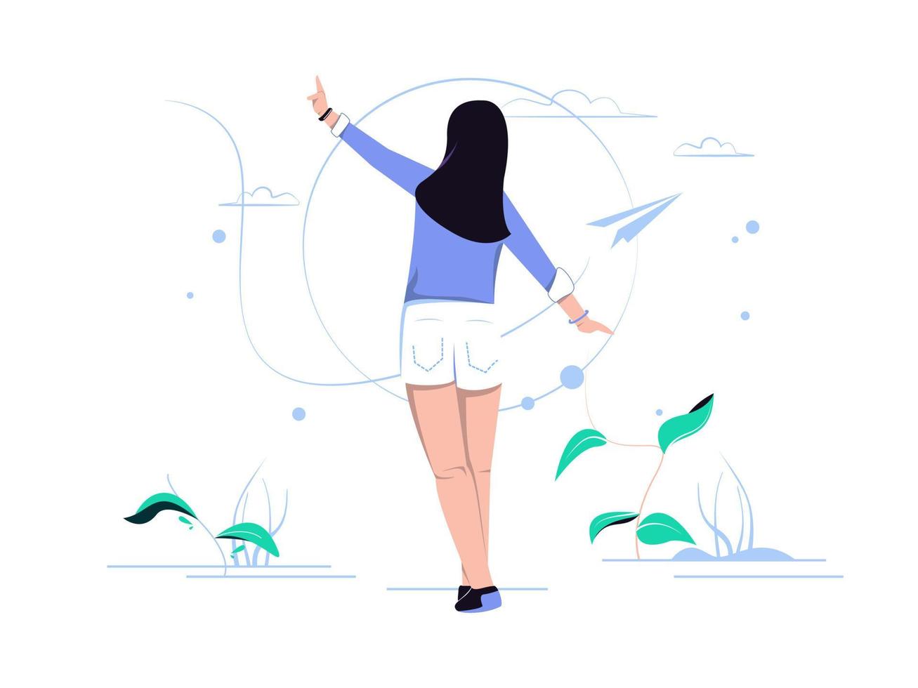 las mujeres están de vacaciones y disfrutan de paseos por la naturaleza. concepto de personaje aislado en estilo plano. ilustración vectorial vector