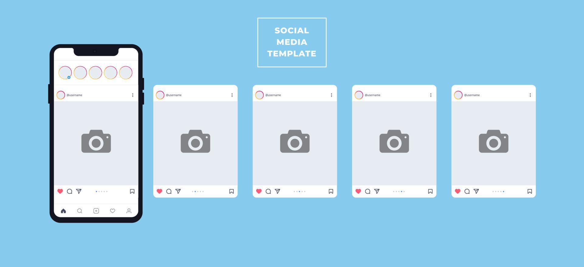 Carousel Post on Social Media, Vector Template, Social Media Mockup