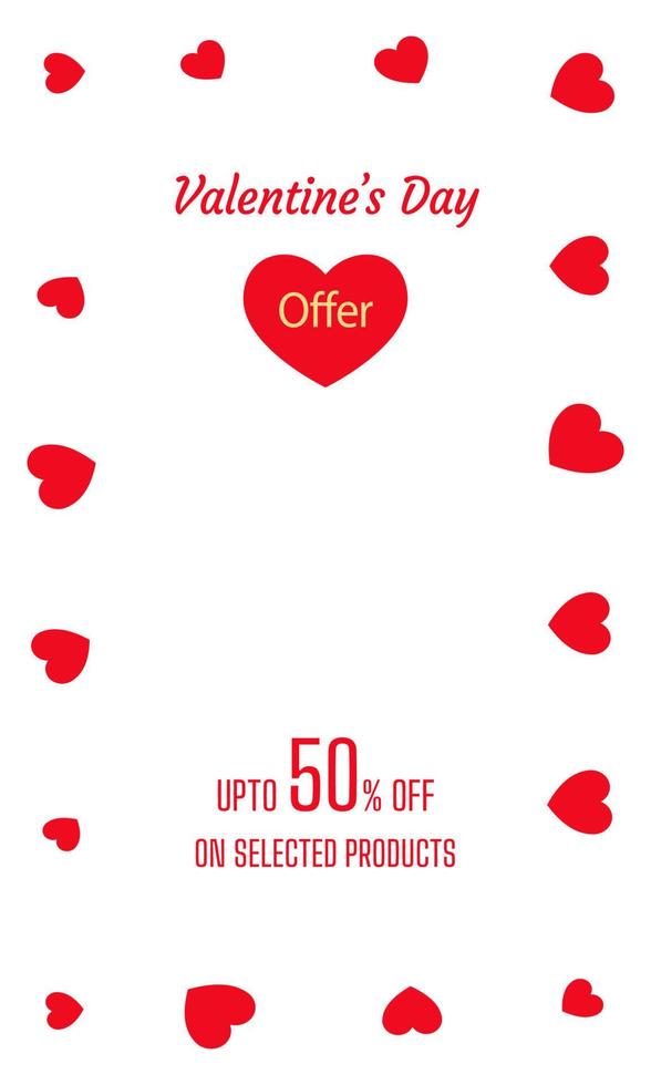 ilustración de banner de ventas del día de san valentín creada con forma de corazón rojo sobre fondo blanco. vector