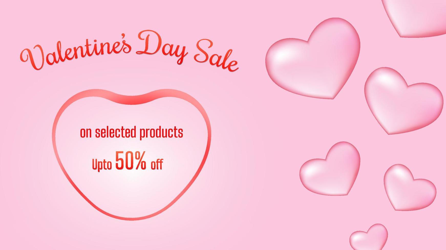 valentines day sales banner illustration created with Water drops like Heart shapes. vector