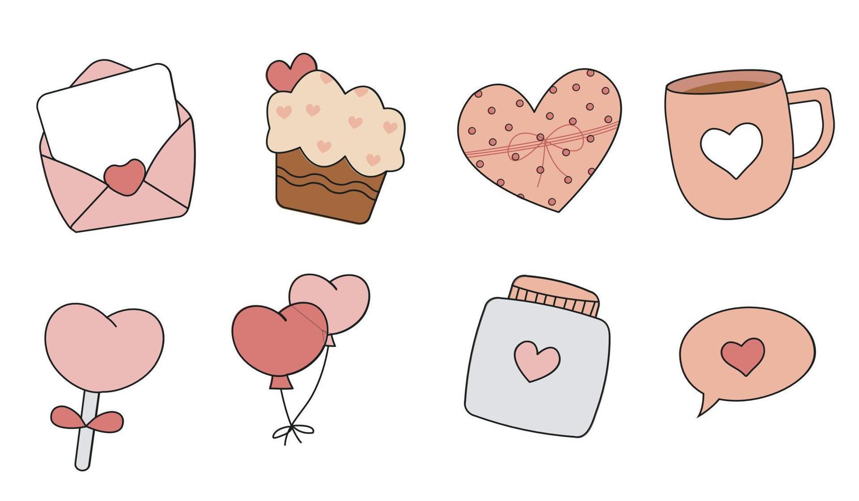 Set of Free Valentine's Day Vectors. Kit of Love Icons vector