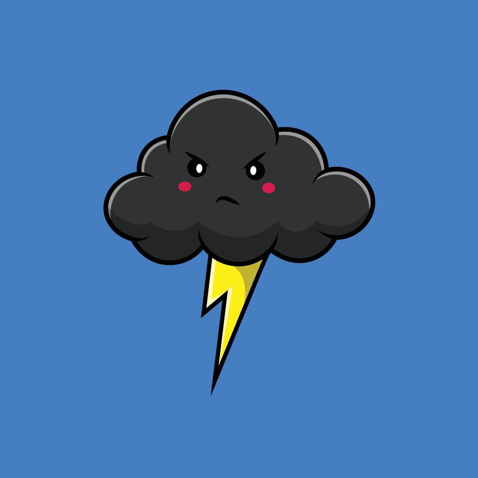 Cute Angry Cloud With Thunder Cartoon Vector Icon Illustration. Nature Icon  Concept Isolated Premium Vector. Flat Cartoon Style 5426650 Vector Art at  Vecteezy