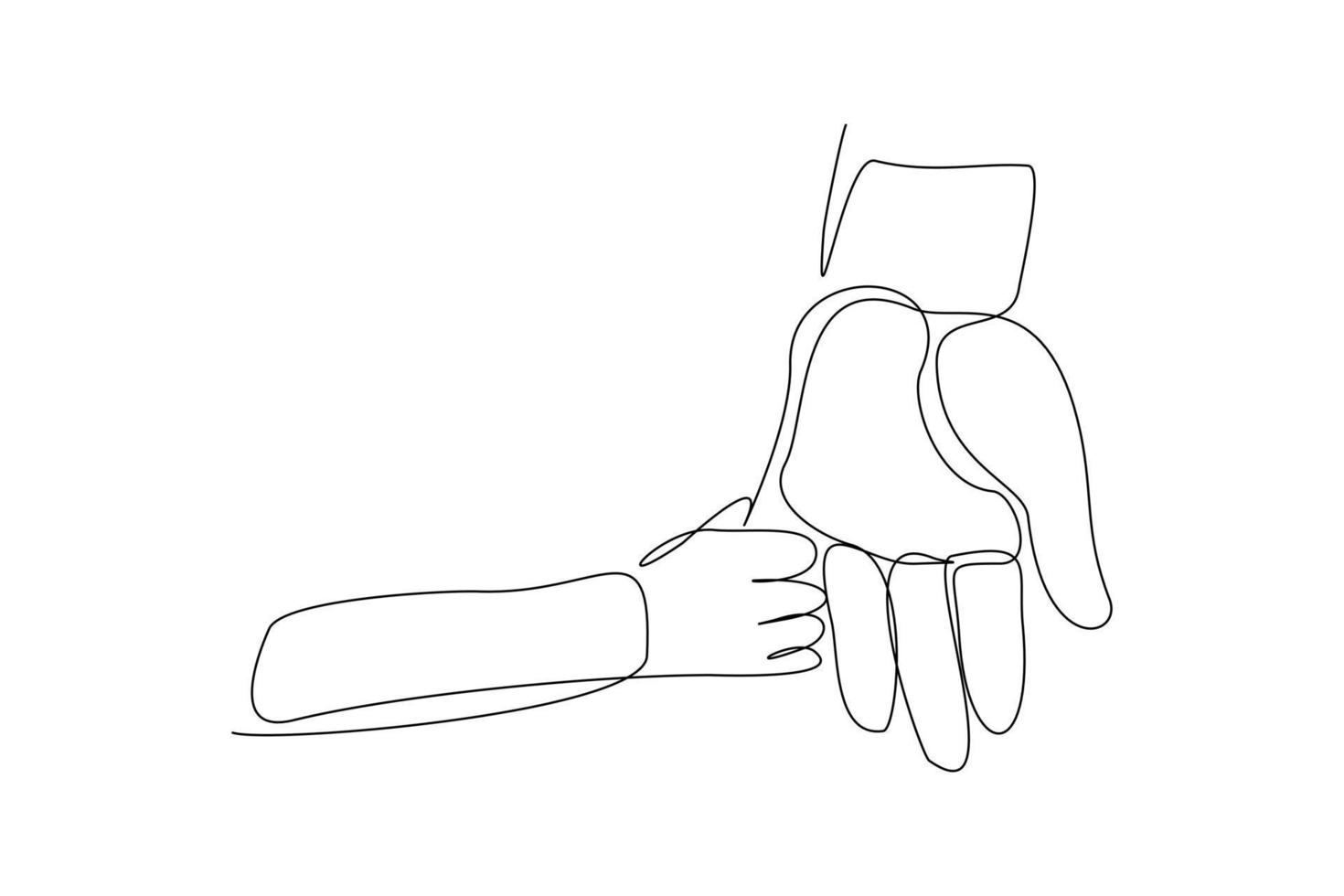 dibujo de línea continua del padre dando la mano a su hijo. arte de una sola línea de cuidado de padre y madre. Ilustración de vector de concepto parental