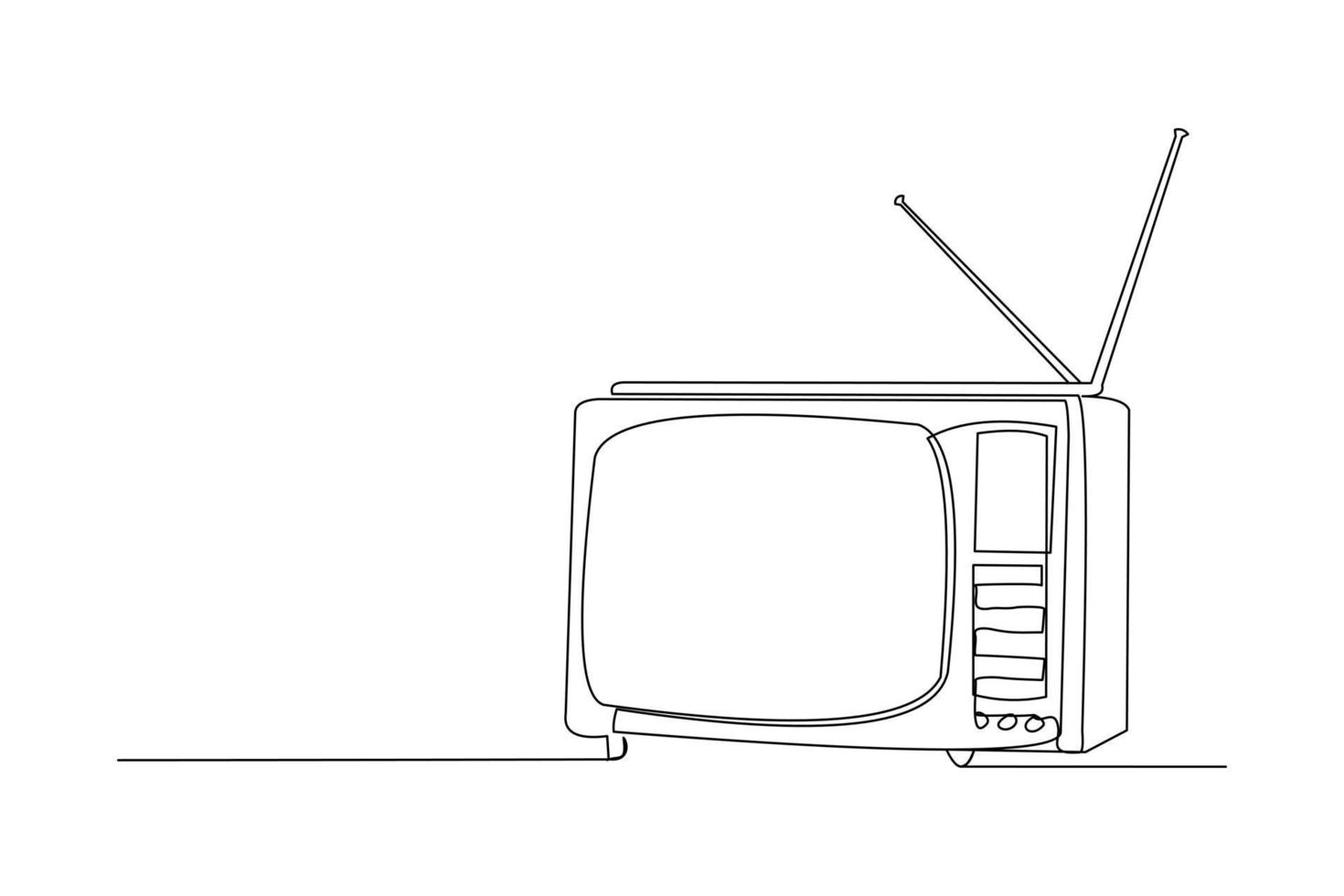 dibujo continuo de la televisión antigua retro. arte de una sola línea de televisión vintage. ilustración vectorial vector