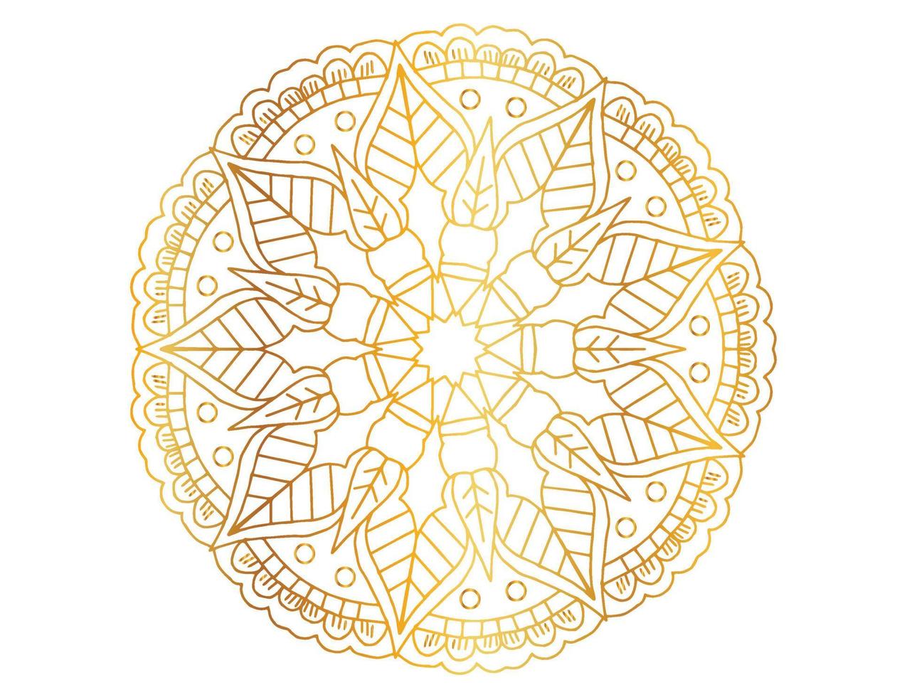 Mandala design with golden pattern, background, flower, traditional vector