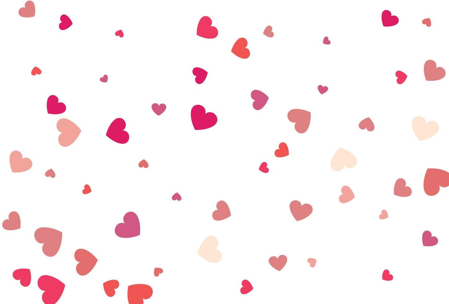 Confeti de corazones hermosos cayendo sobre el fondo blanco. vector