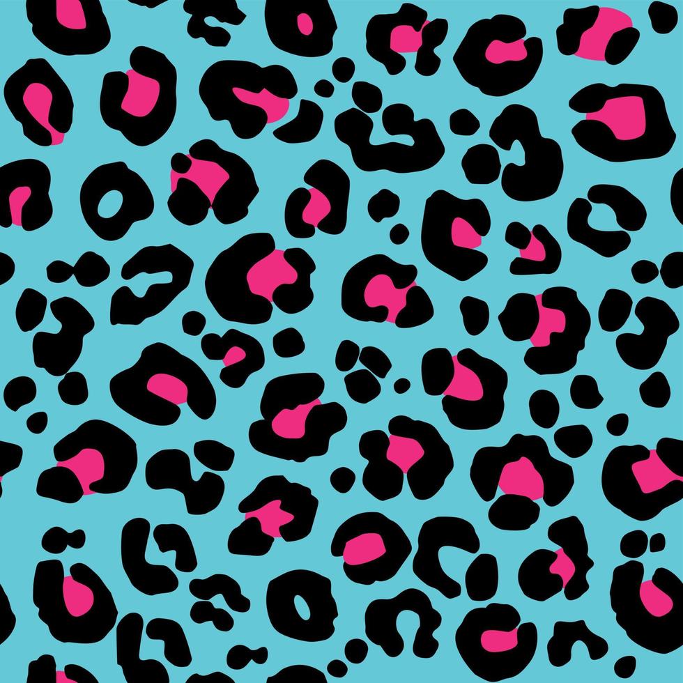 Seamless leopard pattern on blue background vector