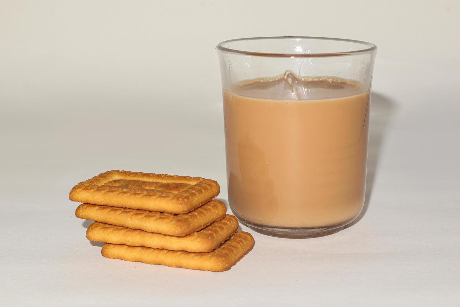 Morning breakfast concept. tea cup and Biscuit on white background. photo