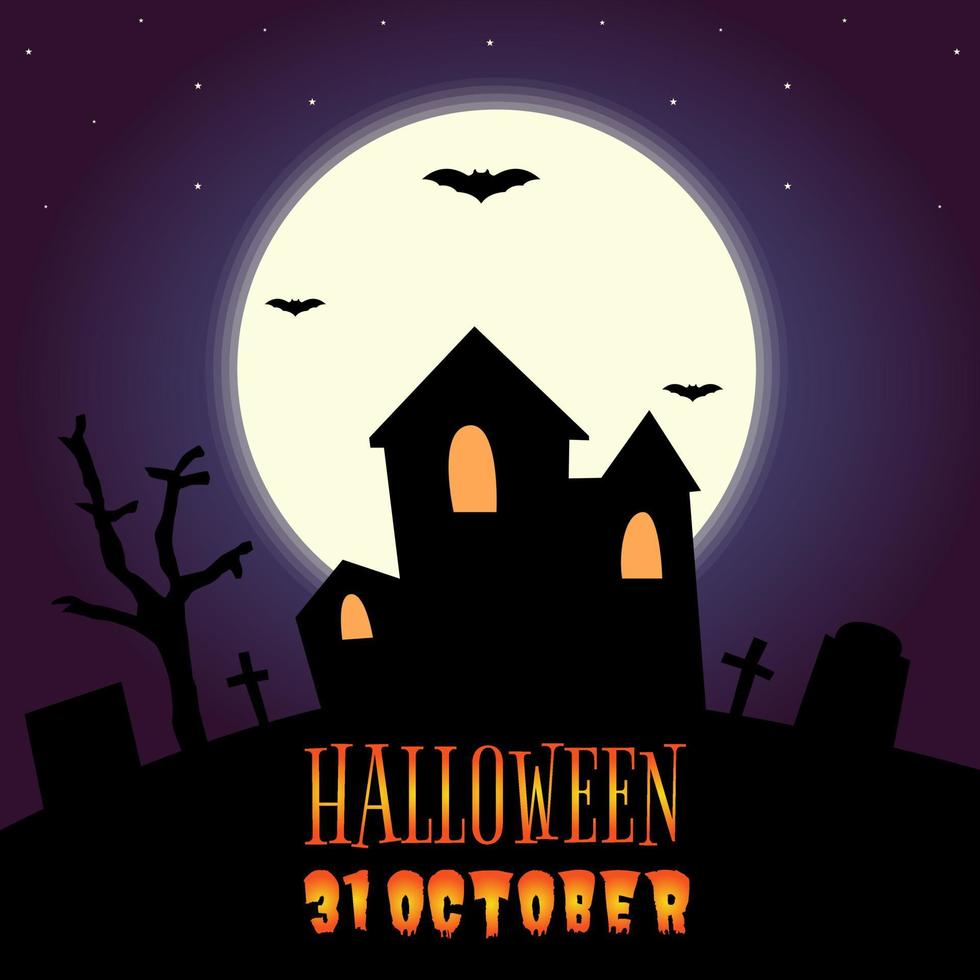 Illustration vector design of Halloween landscape background template