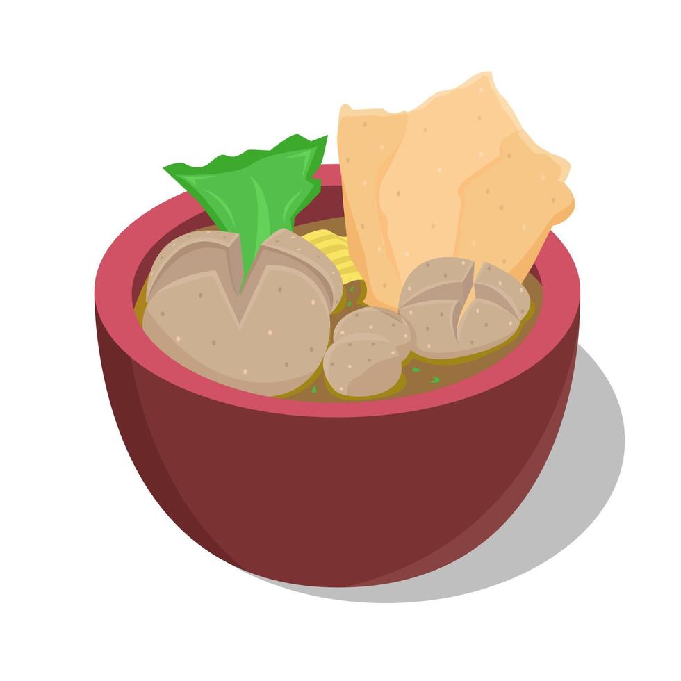 Illustration vector design of meatball. In Indonesia it is known as bakso. Meatball or bakso usually is prepared from beef or chicken.