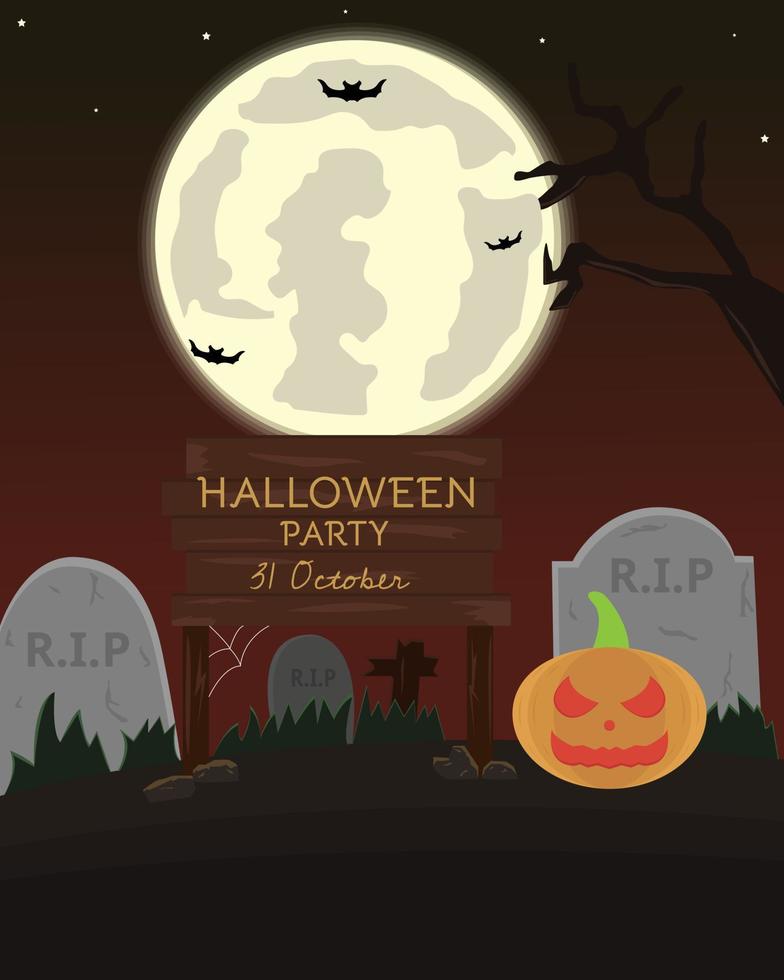 Illustration vector design of Halloween landscape background template