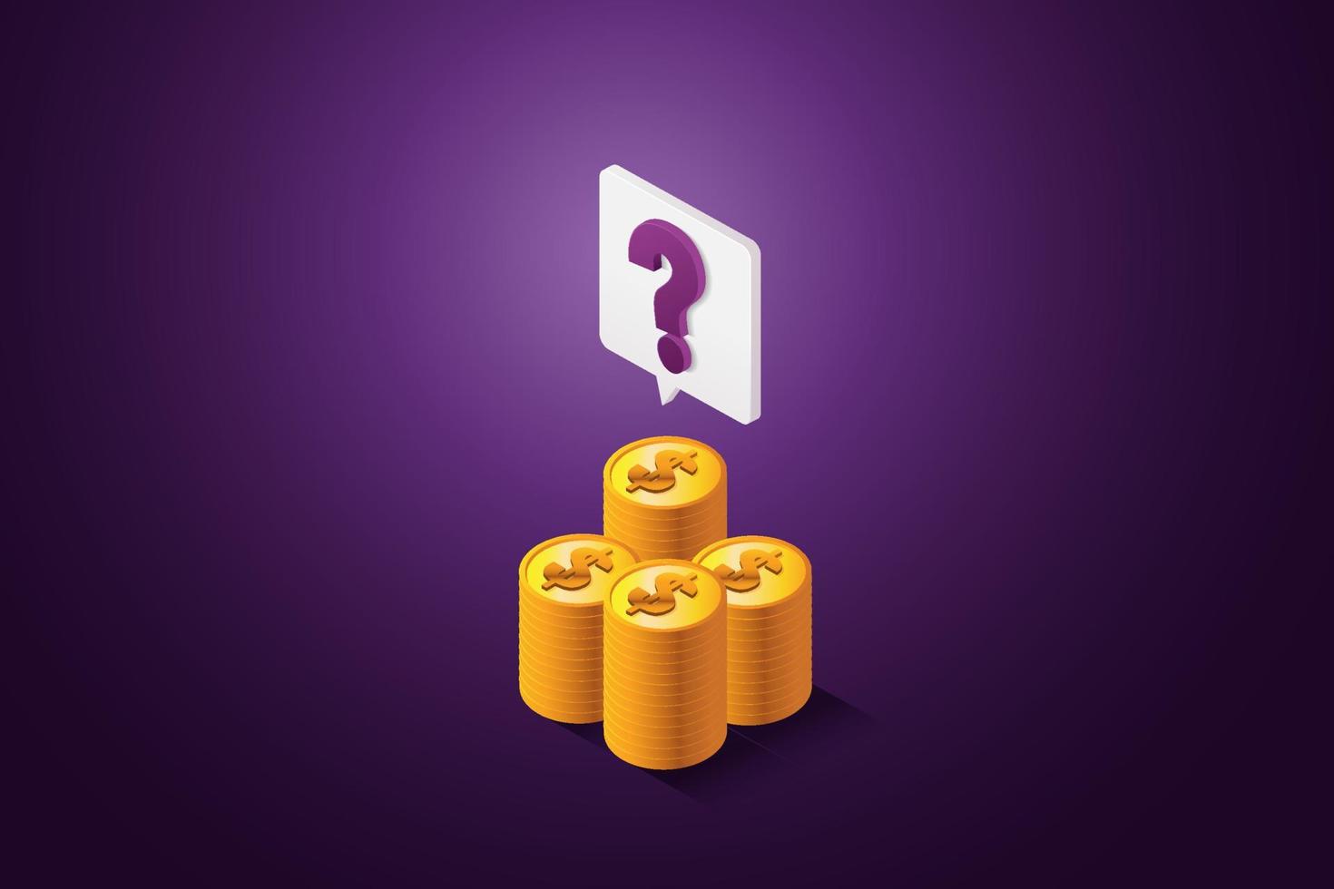 Question mark on pile of coins vector