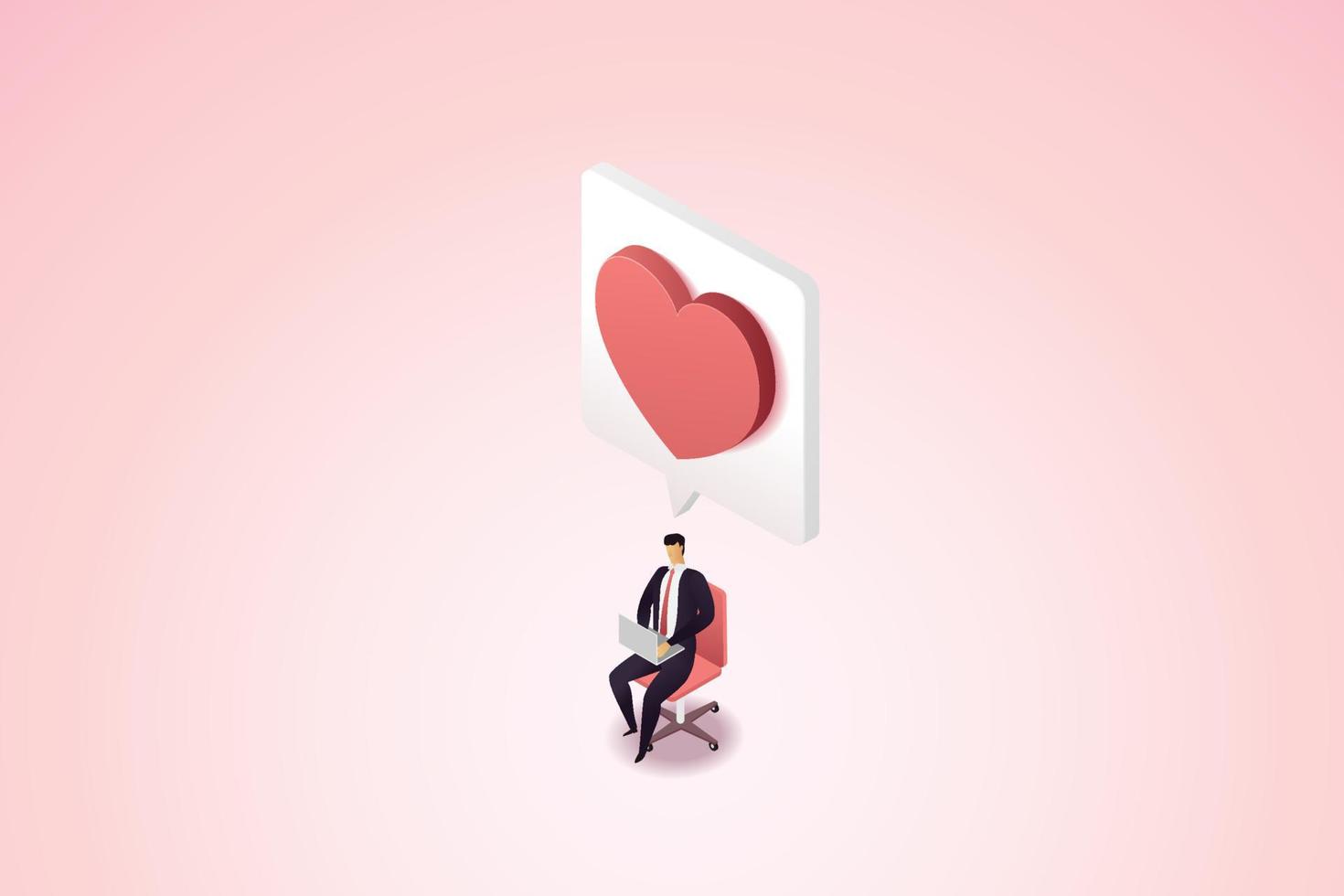 Heart message icon on business people at work. vector