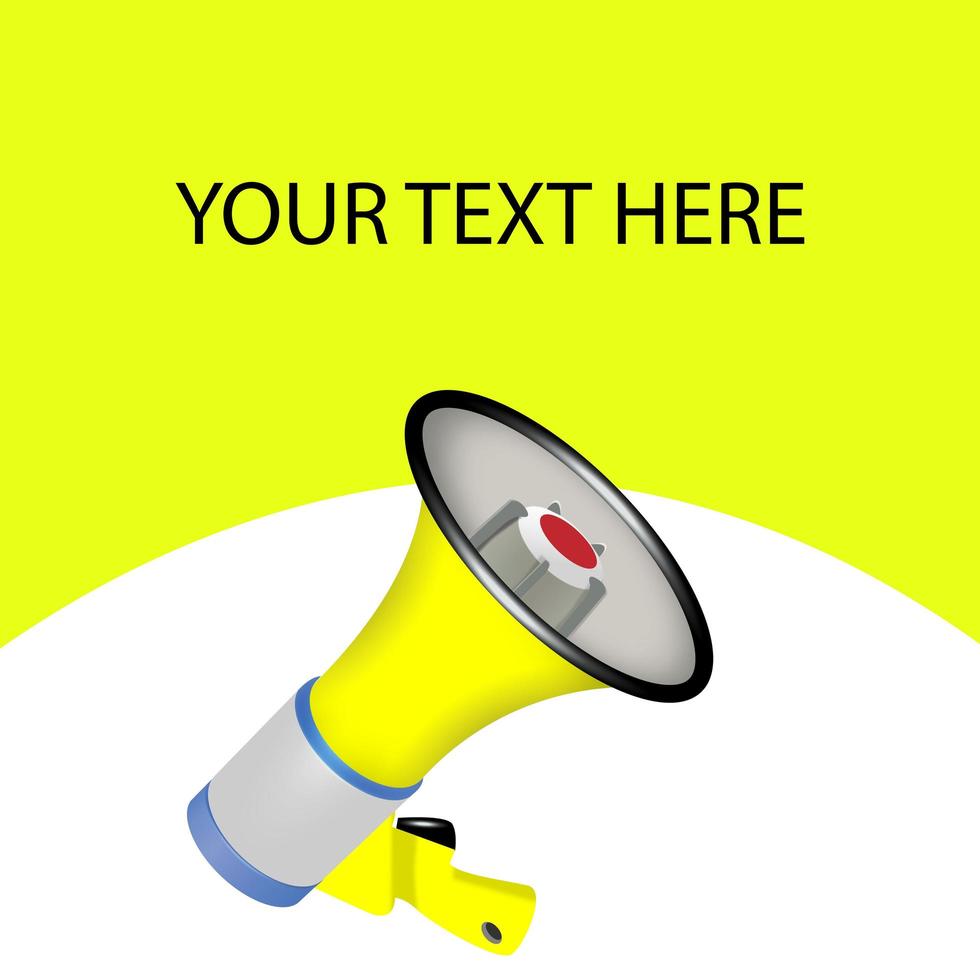Vector Realistic 3d Simple megaphone with a speech bubble on a yellow-red background. Design Template, Banner, Web. Speaker's sign. Announcement, The Concept Of Attention