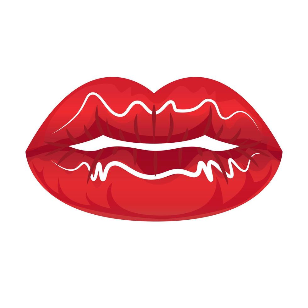Isolate shiny red woman lips on white background vector