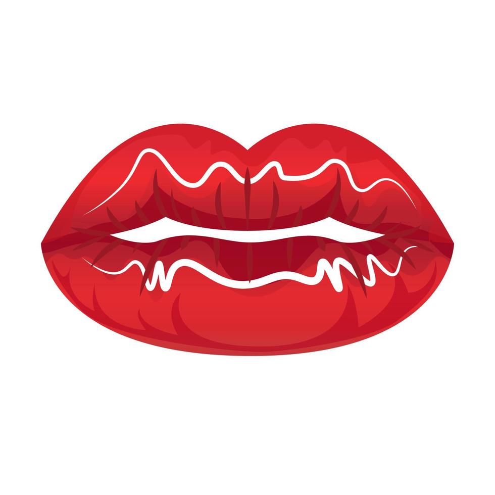 Isolate shiny red woman lips on white background vector