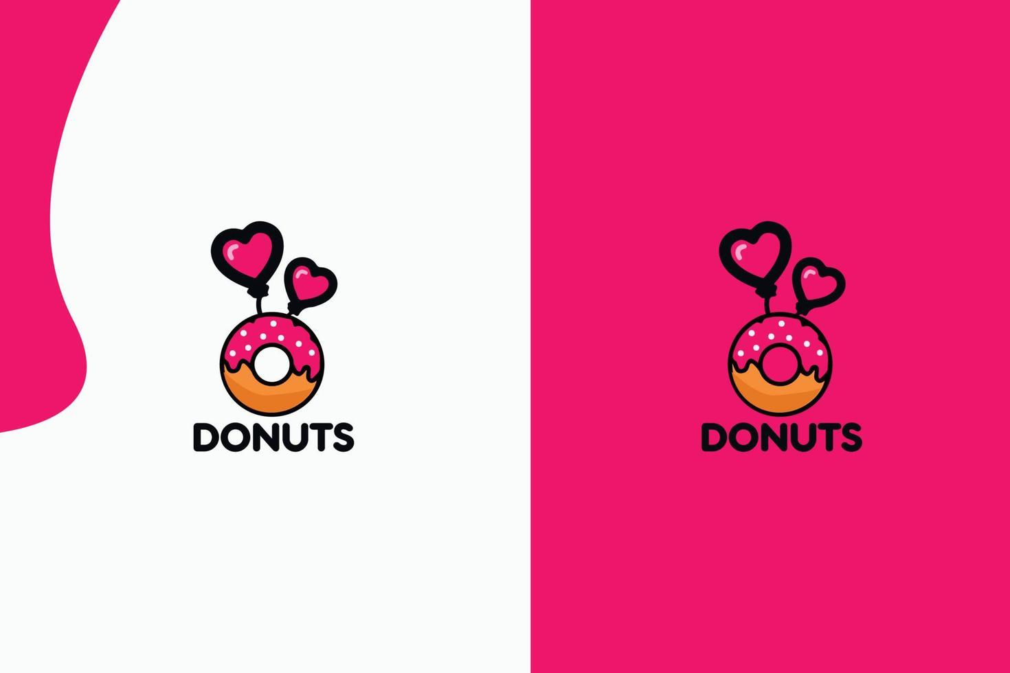 Modern Donuts Romantic and weeding couple dinner logotype design and vector illustration